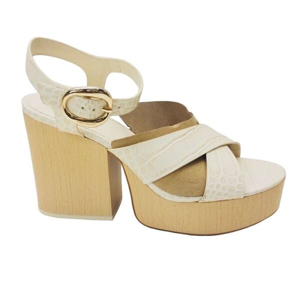 NWOT Vince Camuto Deirei Ivory Print Croc Sandal size 10 - Picture 1 of 5